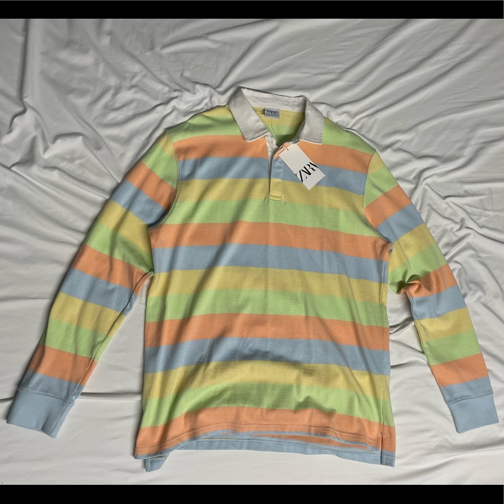 NWT - Zara Stripped Rugby Shirt - XL